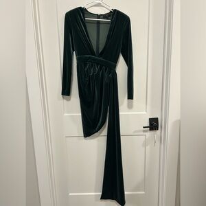 Michael Costello x Revolve Green Velvet Geneva Mini Dress Size S